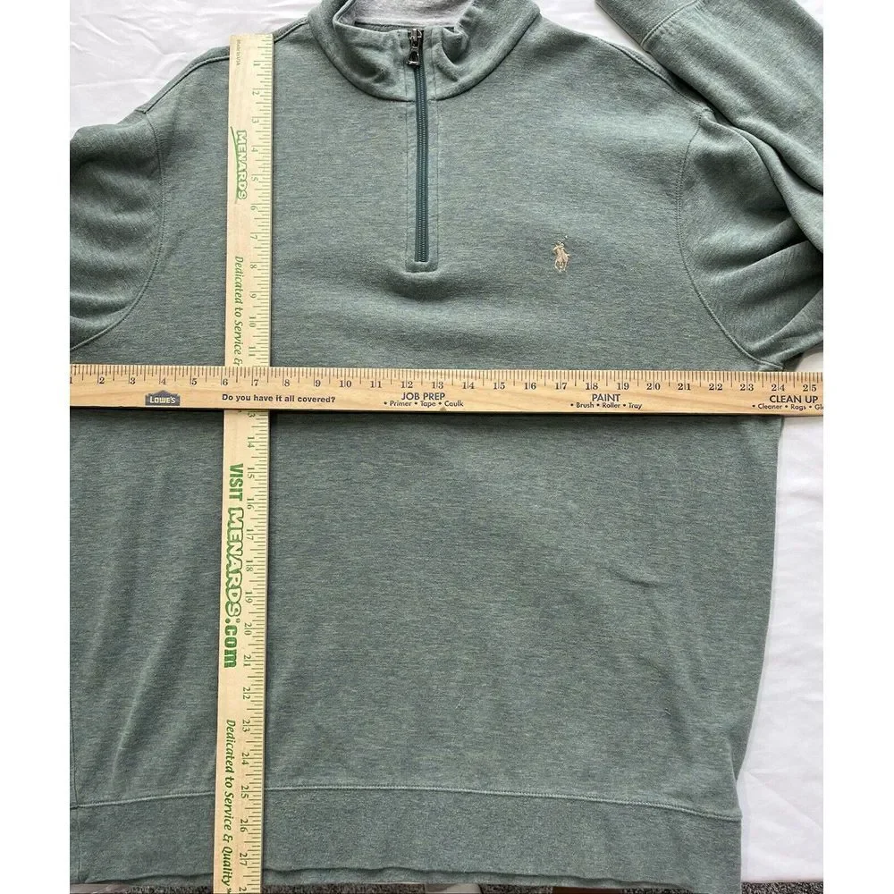 Polo Ralph Lauren 1/4 Zip Pullover Sweater, Men LRG, Cotton Green Long Sleeve‎